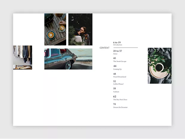 table of contents magazine layout