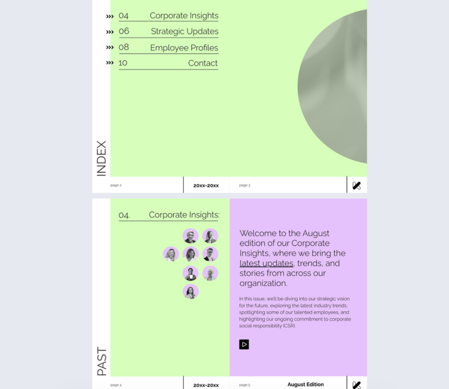 Artistic Magazine Template table of contents
