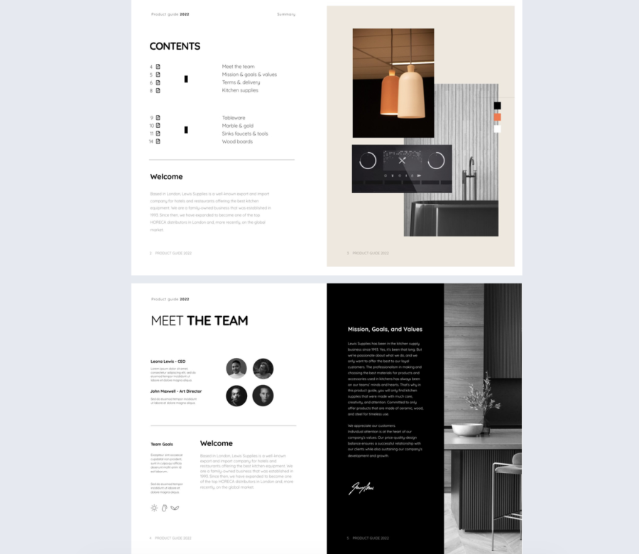 Editable Wholesale Product Catalog Template table of content