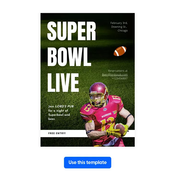 Livestream Superbowl Party Invitation Template - Flipsnack