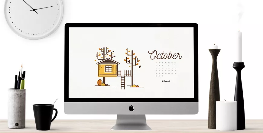 October 2017 calendar desktop background