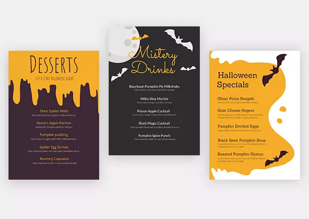 Halloween specials menu