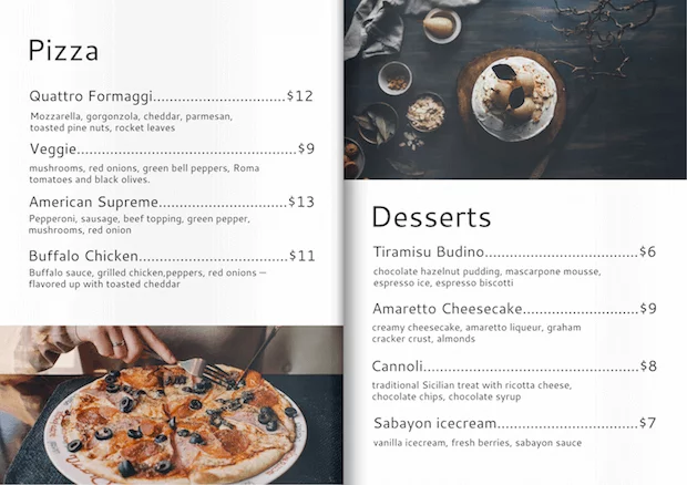 Bistro menu template