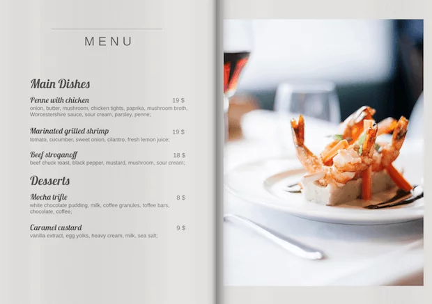 Restaurant menu template