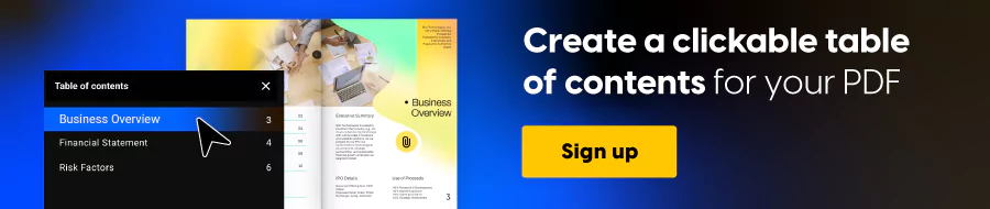 create a clickable table of contents