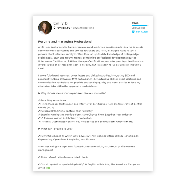 Freelance portfolio example