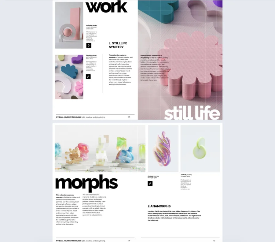 Editable photography portfolio template