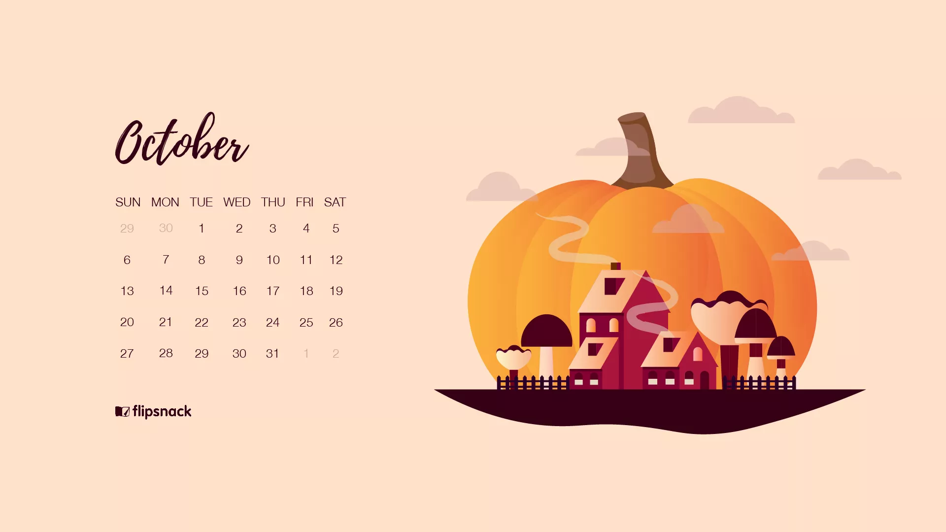 october desktop calendar