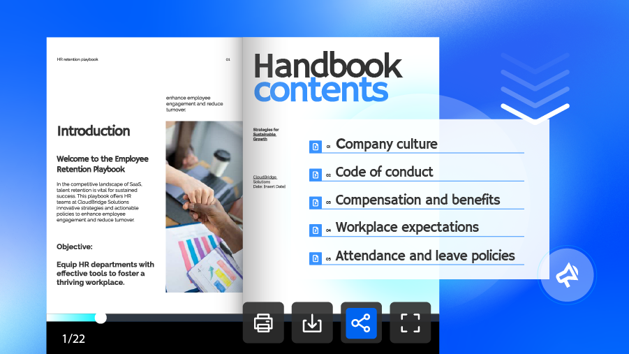 key elements to include in your employee handbook: company culture, code of conduct, compensation, workplace expectations, attendace and leave policies