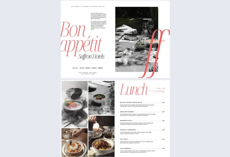 Digital Hotel Menu Template