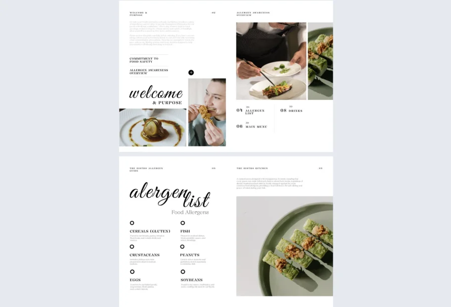 Editable Allergen Information Menu Template