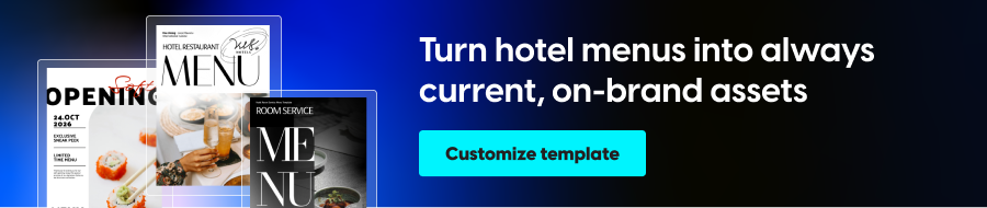 Hotel menu templates banner text