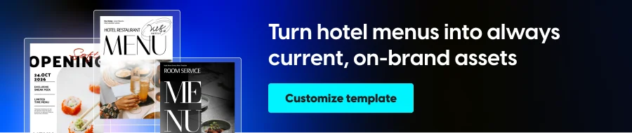 Hotel menu templates banner text