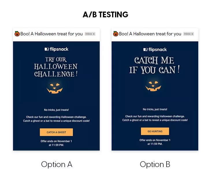 example of an A/B testing - this is one of the best email marketing strategies
