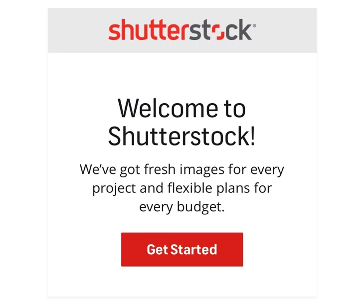 Shutterstock's example of an automated email campaign - this is one of the best email marketing strategies