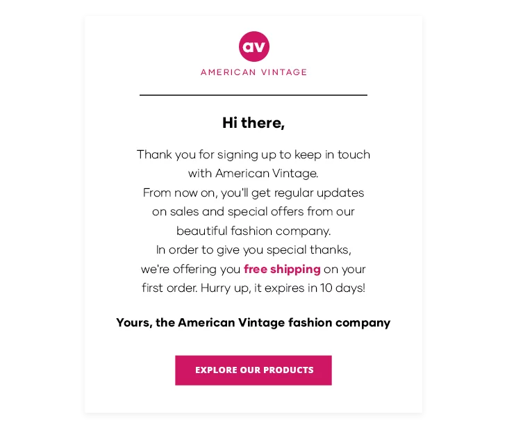 example of an email template for setting an email campaign