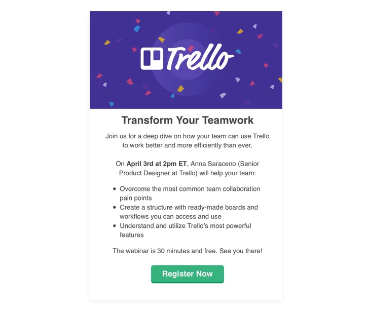 Trello's example of a lead magnet email - - this is one of the best email marketing strategies