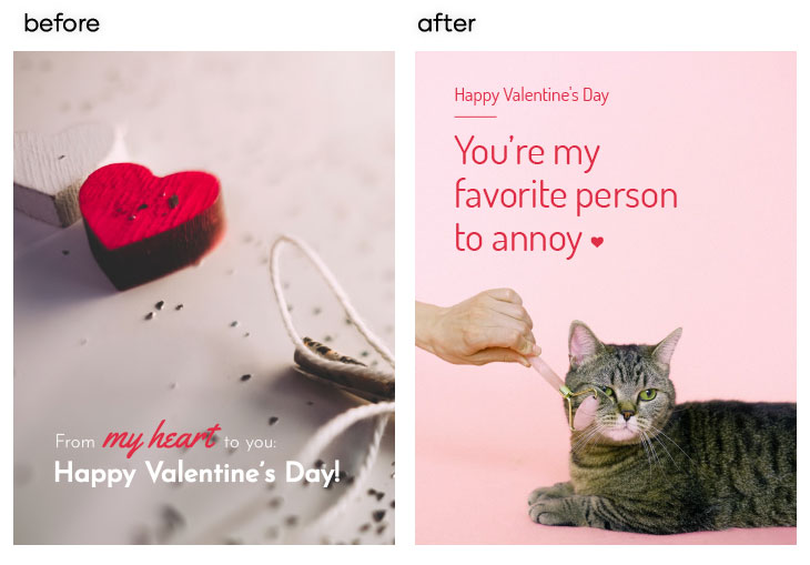 ways to edit a Valentines day card in Flipsnack with your own message