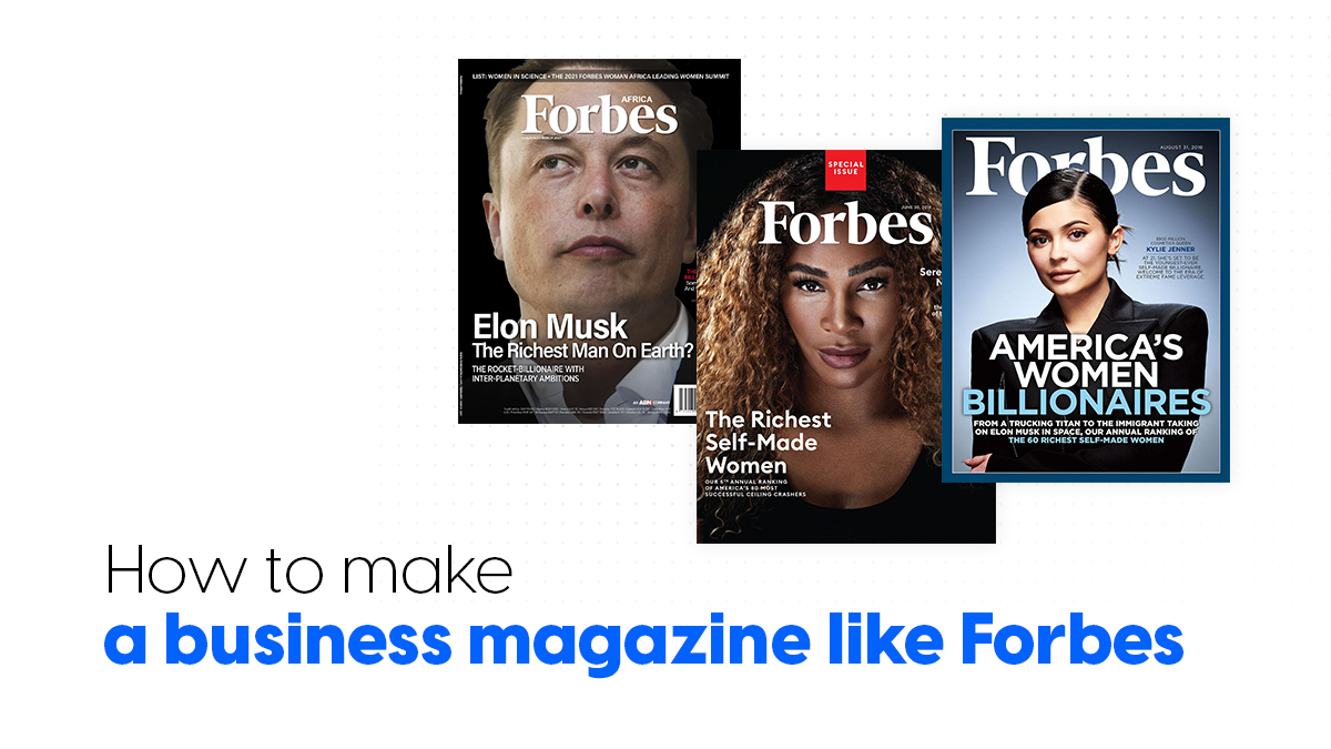 how to make a business magazine like Forbes cover