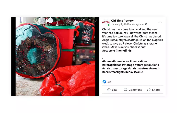 Old Time Pottery New Year social media promotion.