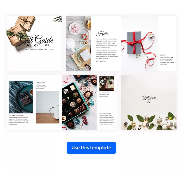 Customizable gift guide template with minimalist design from Flipsnack