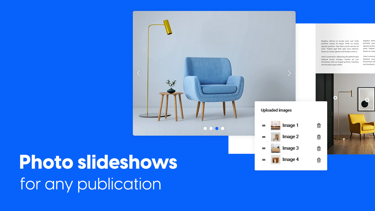 Photo slideshows for any publication cover