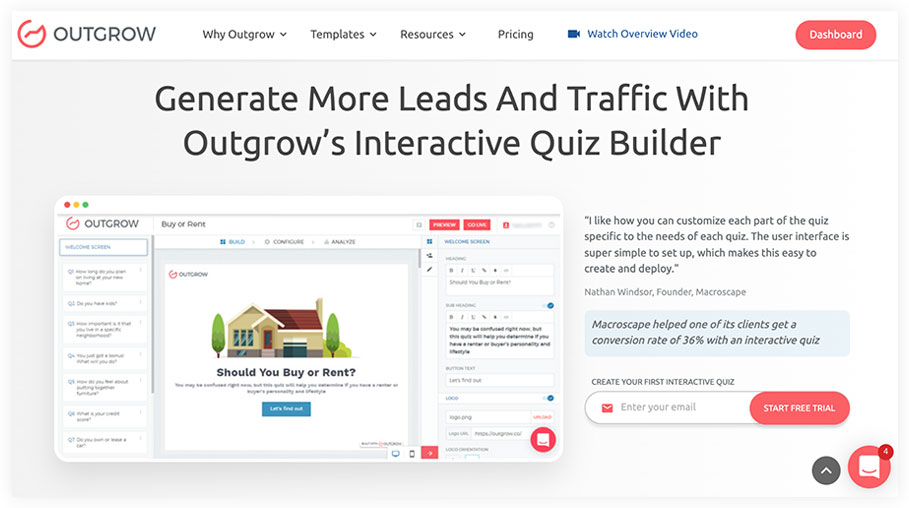 outgrow - a content marketing tool