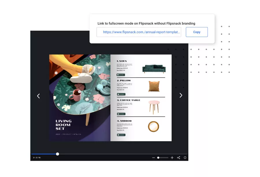Full view link sharing option available in Flipsnack
