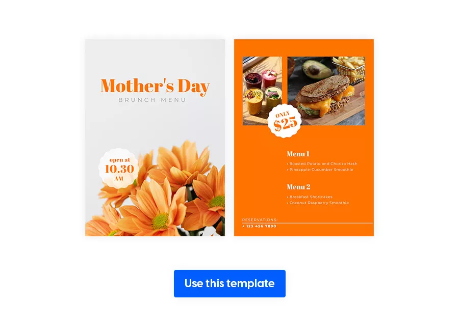 Mothers Day Brunch Menu Template made in Flipsnack