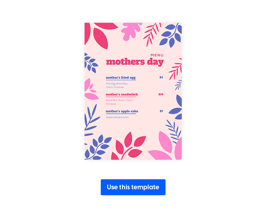 Mothers Day Lunch Menu Template made in Flipsnack