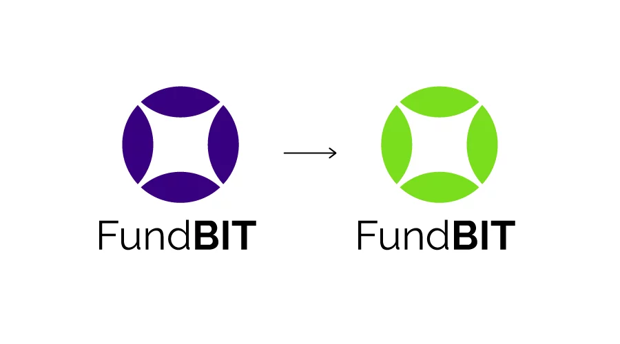 Greenwashing logo color change from purple to green.