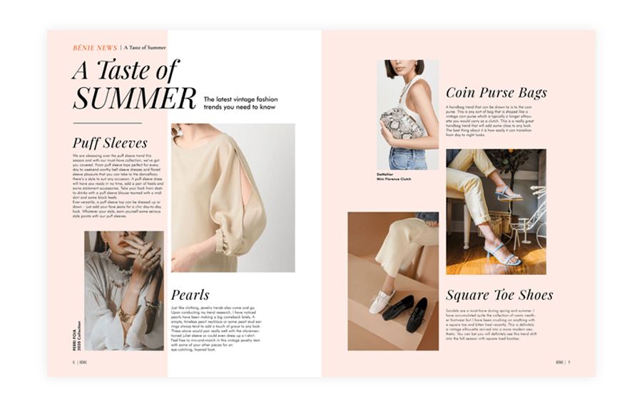 Example of a balanced color palette in a magazine