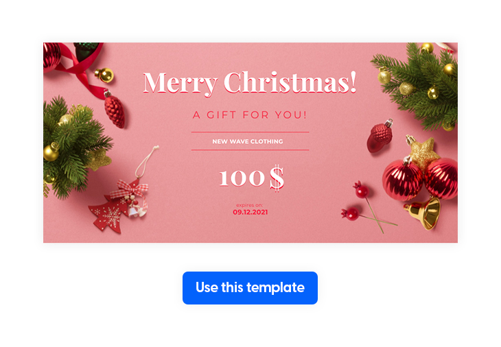 Pink Merry Christmas $100 coupon template from Flipsnack
