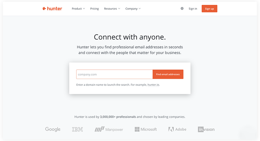 hunter - an email digital marketing tool