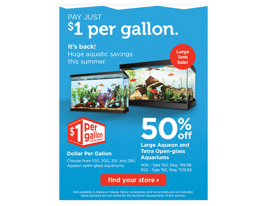 Petco $1 per gallon aquarium sale advertisement