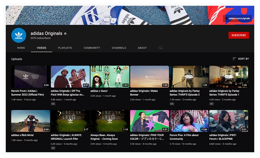 Adidas Original YouTube channel