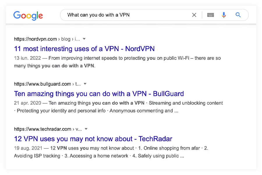 Nord VPN content marketing example
