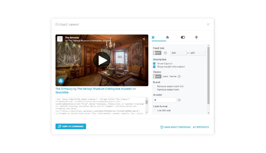How to embed a Sketchfab tour