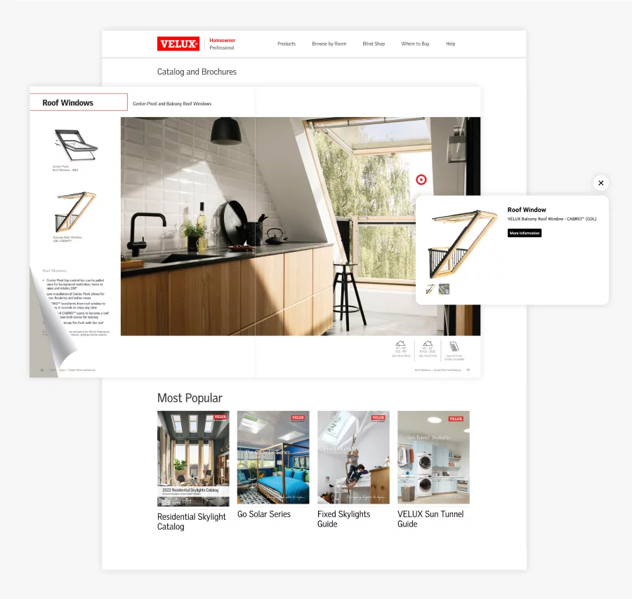 Velux using digital catalogs on their website