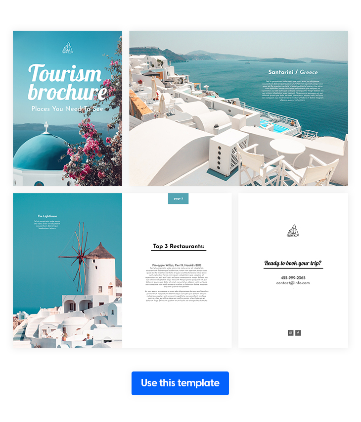 Blue sea travel brochure template created with Flipsnack