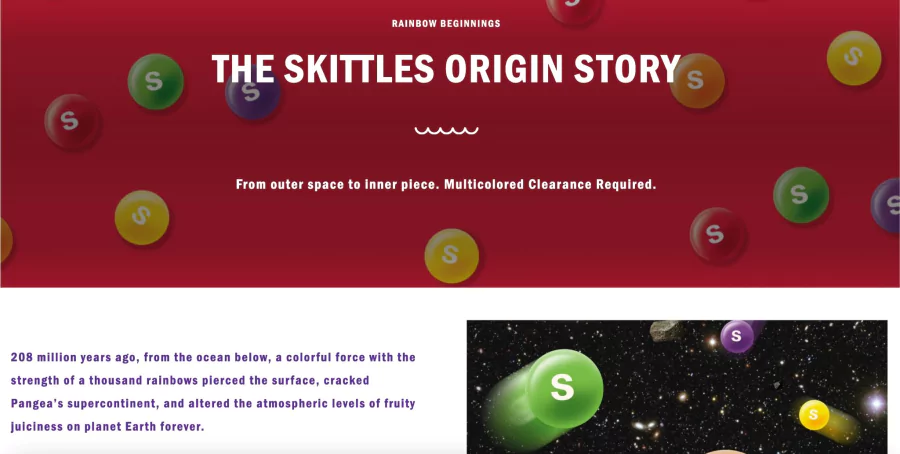 skittles origin story written in a funny way