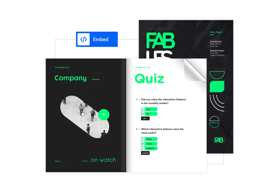 Embedded quiz in Flipsnack for internal comms