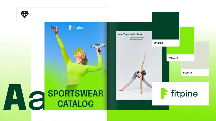 Visual of a sports catalog flipbook spread