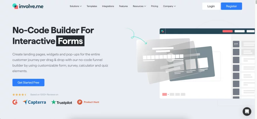involve.me online builder for interactive landing pages