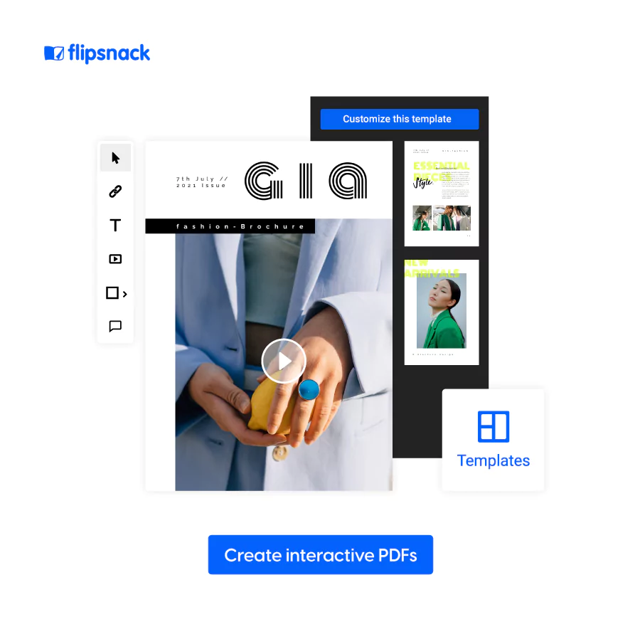 Visual of a customizable digital brochure in Flipsnack