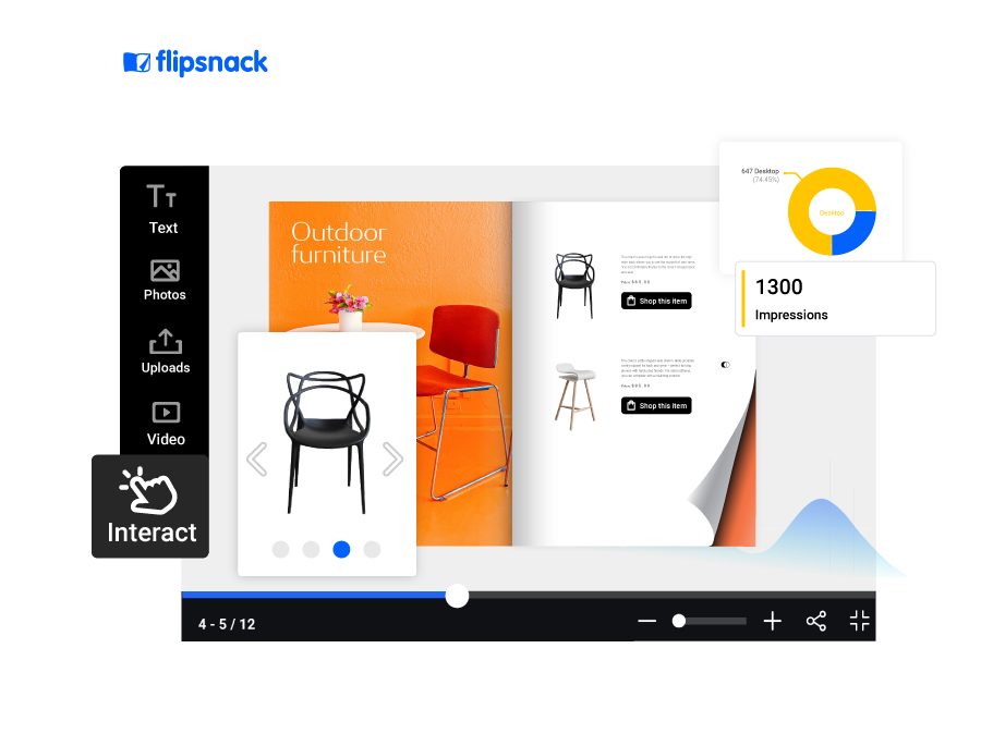 Visual of Flipsnack, digital catalog making software