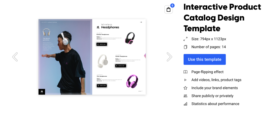 interactive product catalog design template in Flipsnack