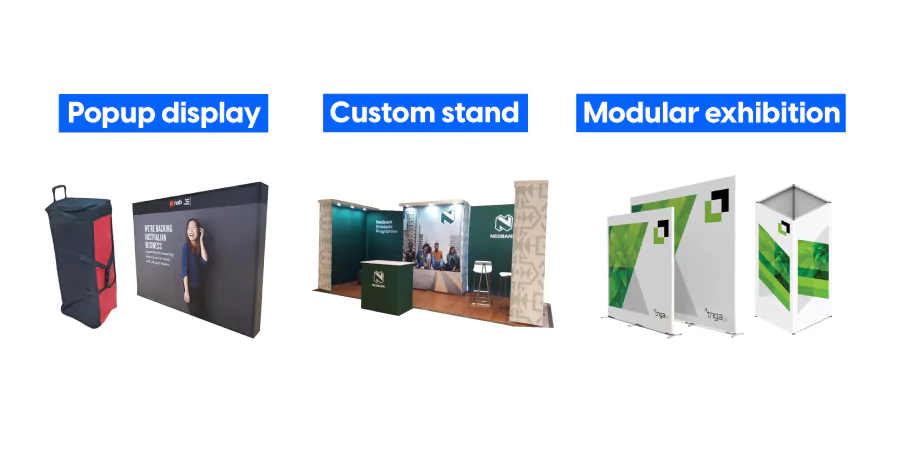 Different exhibition stands presented