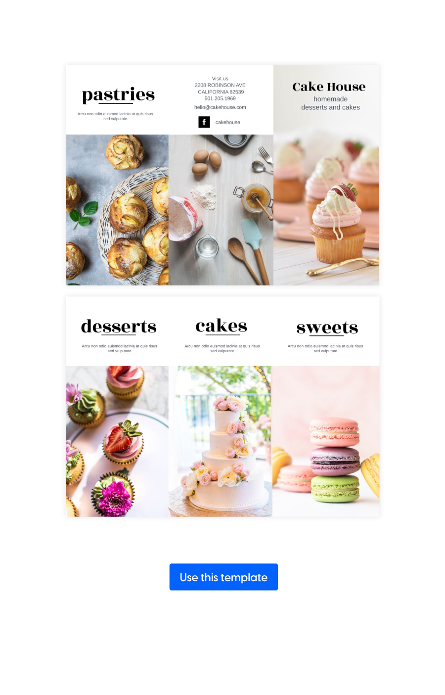 Dessert tri-fold brochure template