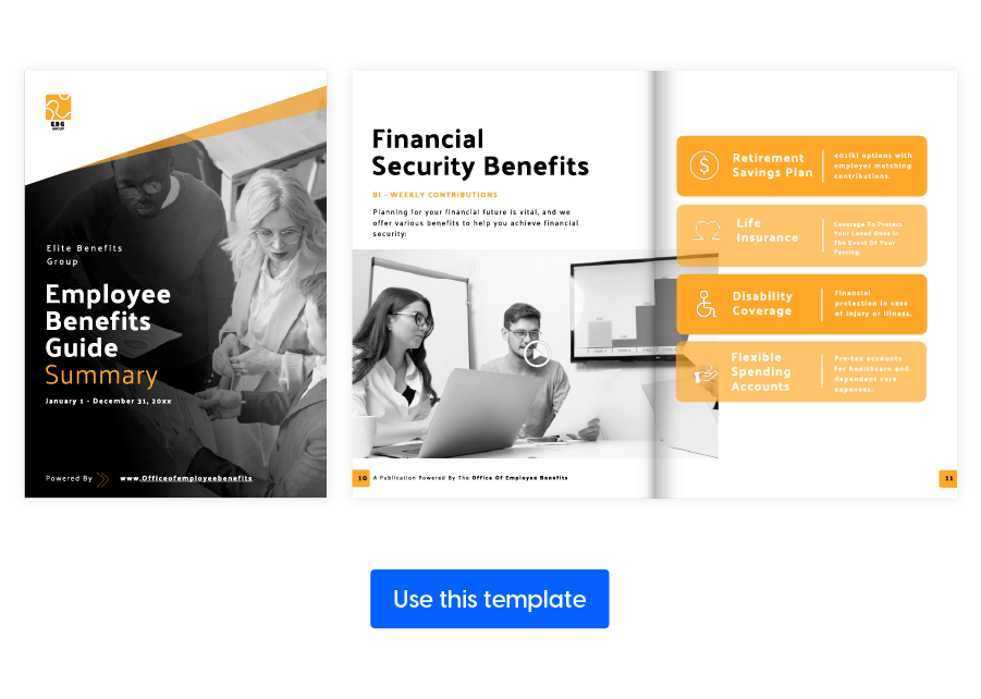 visual of spread from the employee benefits summary template